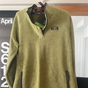 LL Bean Tumbled Sherpa 1/4 Snap Pullover